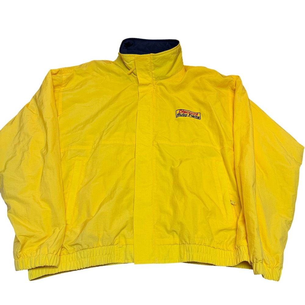 Vintage Discount‎ Auto Parts Racing Jacket Yellow Windbreaker XL NASCAR Style